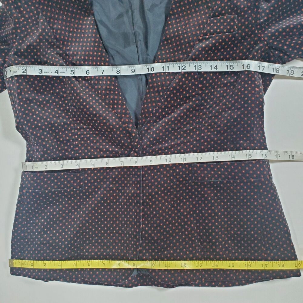 Vintage Chaus Women’s Blazer Size 8 Black Orange Polka Dot Cotton Velvet Pockets - Picture 10 of 11